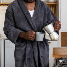 Club Classique Charcoal Unisex Fleece Bathrobe