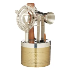 KitchenCraft BarCraft Hammered Brass Finish Cocktail Tool Set, 5-Piece