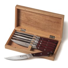 SOLA Wood Steak Knives in Wooden Box, 6-Piece