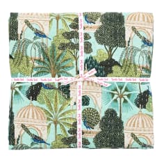 India Ink Aqua Temple Garden Kantha Stitched Throw