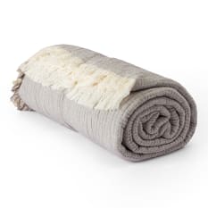 Thread Office Grey Reversible Woven Fringe Throw, 180cm x 200cm