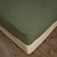 Thread Office Deep Green Washed Cotton Fitted Sheet