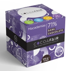 Cocoafair Macadamias in 71% Dark Chocolate, 100g