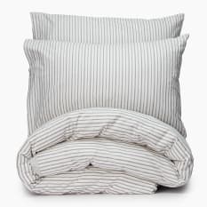 Thread Office Grey Yarn Dye Reversible Stripe Duvet Cover Set