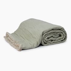 Thread Office Sage Reversible Woven Fringe Throw, 180cm x 200cm
