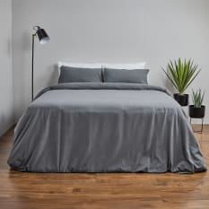 Thread Office Charcoal Brushed Cotton Duvet Cover Set