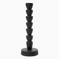 Thread Office Black Metal Ribbed Dinner Candle Holder
