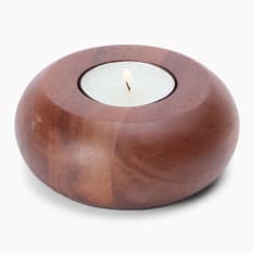 Thread Office Wooden Round Tealight Candle Holder