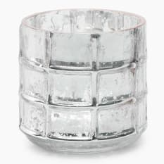 Thread Office Grid Cut Glass Candle Holder