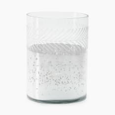 Thread Office Silver Two-Tone Cut Glass Pillar Candle Holder