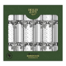 Holly & Ivy Opulent Silver Geo Patterns Crackers, Pack of 6