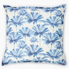 Thread Office Blue Fan Palm Scatter Cushion with Feather Blend Inner, 60cm x 60cm