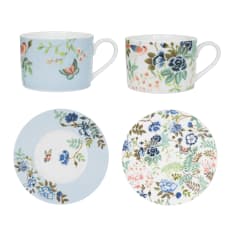 Designers Guild Porcelain De Chine Cups & Saucers, Set of 4