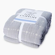 Thread Office Blue Check Reversible Cotton Bedspread Set, 3-Piece