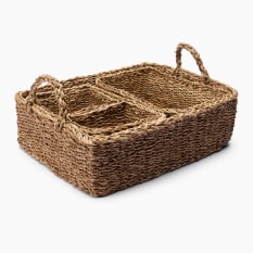 Thread Office Seagrass Baskets with Handles, Set of 5