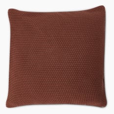 Thread Office Caramel Knitted Cotton Scatter Cushion with Feather Blend Inner, 50cm x 50cm