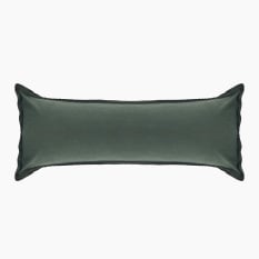 Thread Office Forest Green Washed Cotton Oxford Border Bedroom Scatter Cushion with Feather Blend Inner, 30cm x 90cm