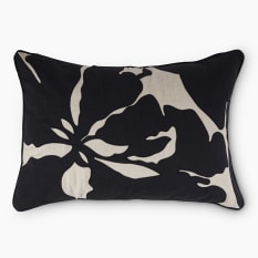 Thread Office Black Shadow Leaf Applique Scatter Cushion with Feather Blend Inner, 40cm x 60cm