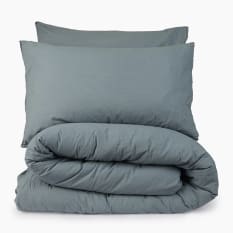 Thread Office Smoke Blue Washed Cotton Duvet Cover Set