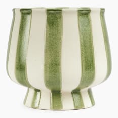 Thread Office Ceramic Green Stripe Planter