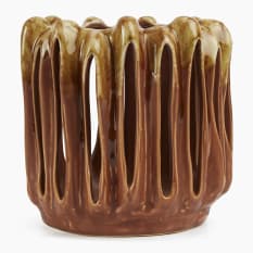 Thread Office Glazed Ceramic Brown Candle Holder