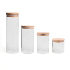 Humble & Mash Glass Canisters with Bamboo Lids, Set of 4