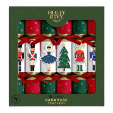 Holly & Ivy Luxury Nutcracker with Tip-Ons Crackers, Pack of 6