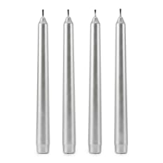 H & S Collection Silver Dinner Candles, Set of 4
