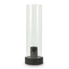 H & S Collection Cement Dinner Candle Holder With Glass Cylinder