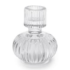 Thread Office Round Ribbed Clear Glass Dinner Candle Holder