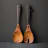 Luuks Kiaat Wooden Salad Servers with leather detail, Set of 2