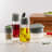 Lekue Oil Bottle, 400ml on hte kitchen counter with a salt cellar and spice shaker