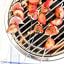 KitchenCraft Flat Sided Skewers, Set of 6 on a braai grill with chard figs and plums   