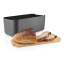 Eva Solo Bread Bin - Elephant Grey with lid open and bread
