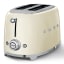 Smeg Retro 950W 2 Slice Toaster, Cream