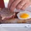 Jimmy Public Salt Slab with steak and an egg