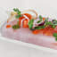 Jimmy Public Salt Slab with salmon and other ingredients