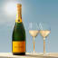 Veuve Clicquot Yellow Label Brut Champagne, 750ml with champagne glasses