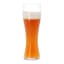 Spiegelau Lead-Free Crystal Beer Classics Tall Wheat Beer Glasses, Set of 4 angle with a beer