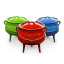 LK's Enamel Size 2 Potjie Pot - Red, Blue, and Green colours