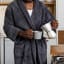 Lifestyle image of Club Classique Charcoal Unisex Fleece Bathrobe