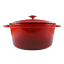 Round Cast Iron Enamel Casserole, 3.5L - Red angle