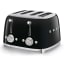 Smeg Retro 2000W 4 Slice Square Toaster, Black