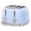 Smeg Retro 2000W 4 Slice Square Toaster, Pastel Blue