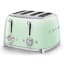 Smeg Retro 2000W 4 Slice Square Toaster, Pastel Green