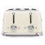 Smeg Retro 2000W 4 Slice Square Toaster, Cream front view