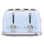 Smeg Retro 2000W 4 Slice Square Toaster, Pastel Blue front view