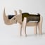 Native Decor Rhino Wine Holder with a bottle of wine