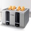 Bosch Stainless Steel 1800W 4 Slice Toaster on the kitchen counter with toasted bread