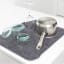 Brabantia Microfibre Dish Drying Mat with bowls and a sauce pan